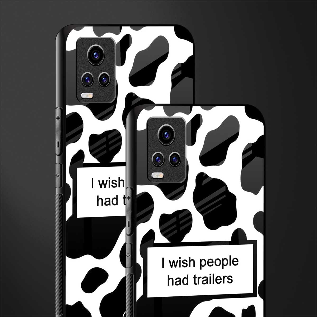 i wish people had trailers back phone cover | glass case for vivo v21e 4g