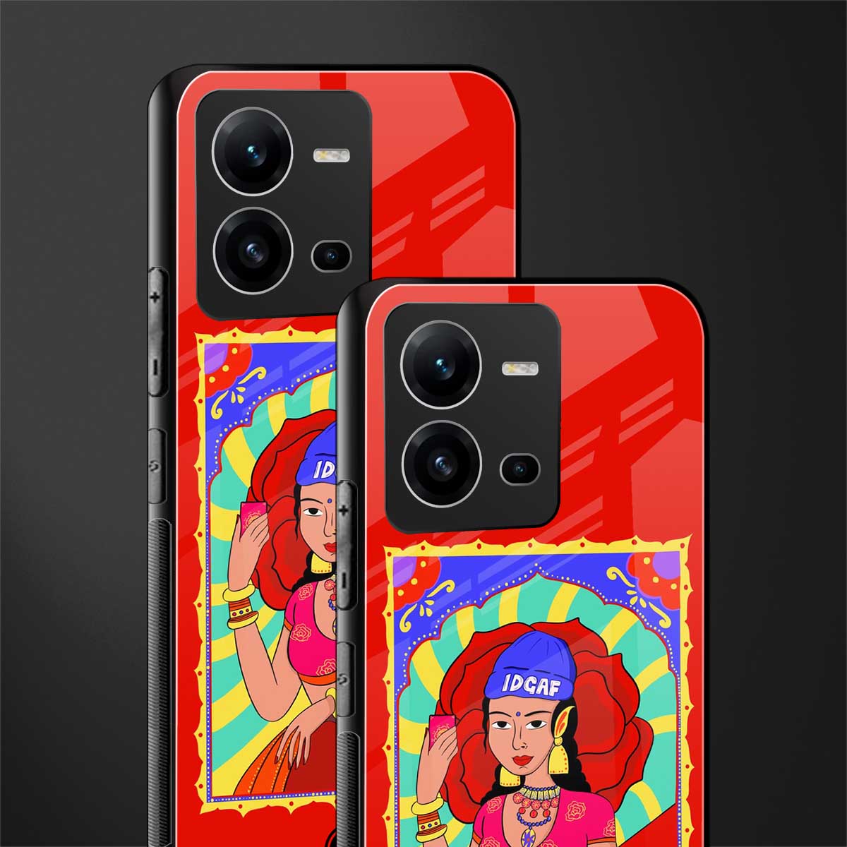 idgaf queen back phone cover | glass case for vivo v25-5g