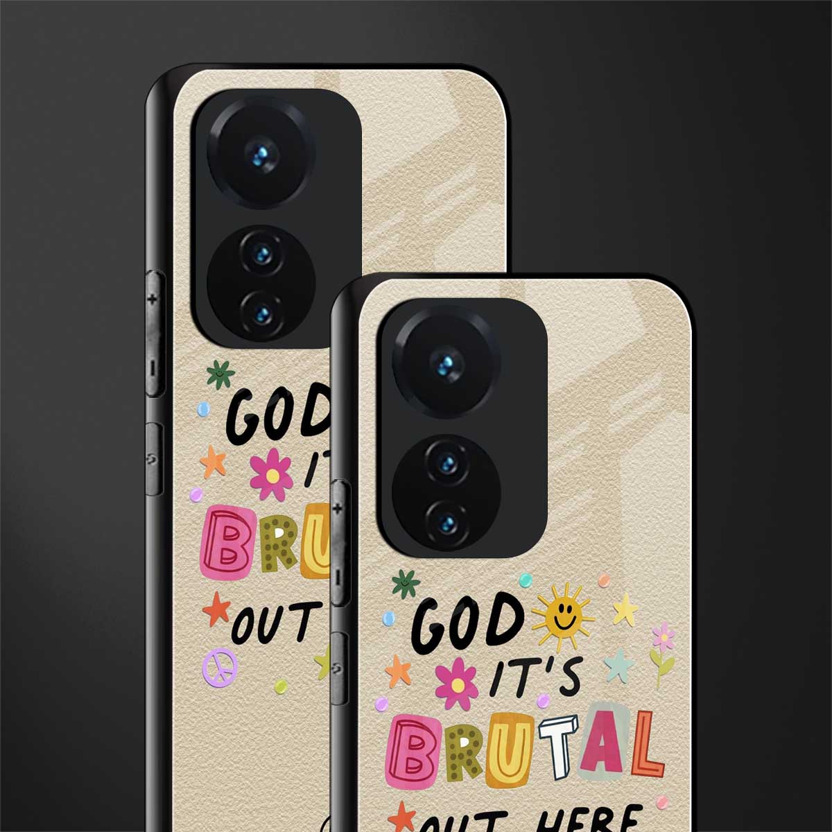 it's brutal out here back phone cover | glass case for vivo t1 44w 4g
