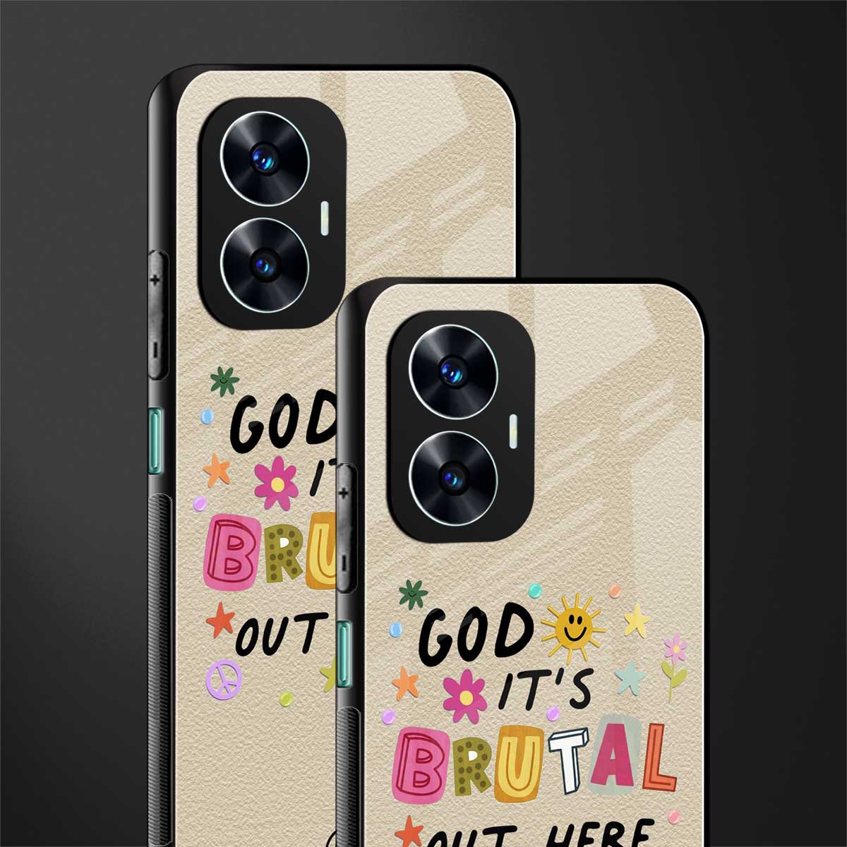 it's brutal out here back phone cover | glass case for realme c55