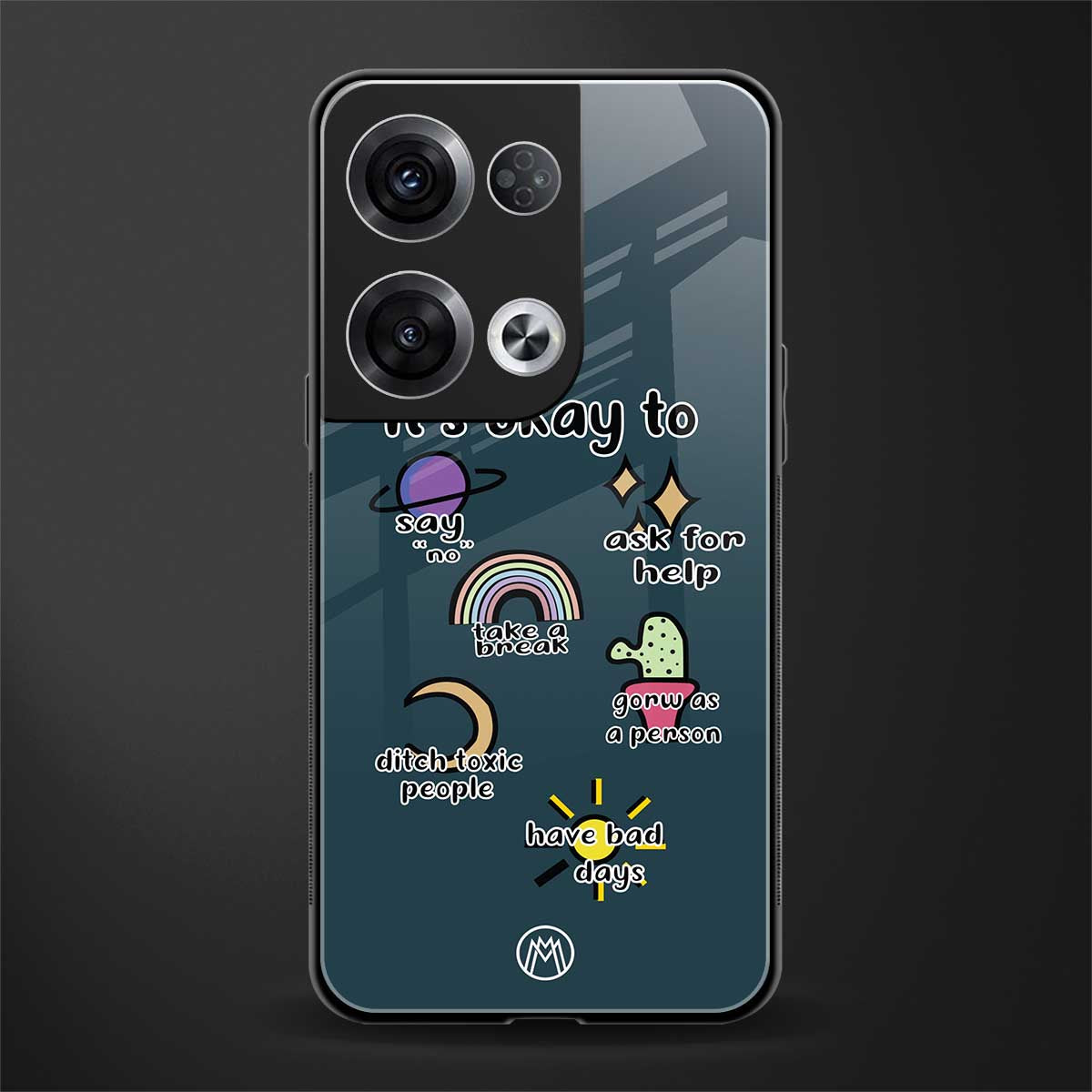 it's okay back phone cover | glass case for oppo reno 8