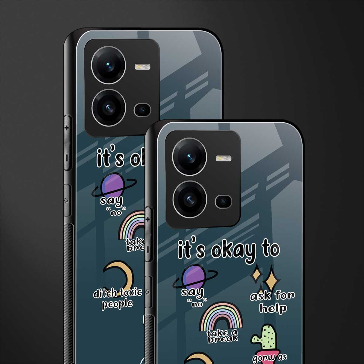 it's okay back phone cover | glass case for vivo v25-5g