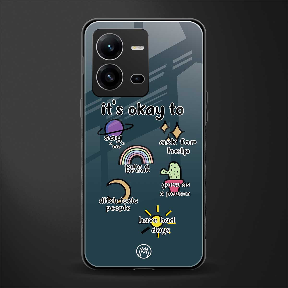 it's okay back phone cover | glass case for vivo v25-5g