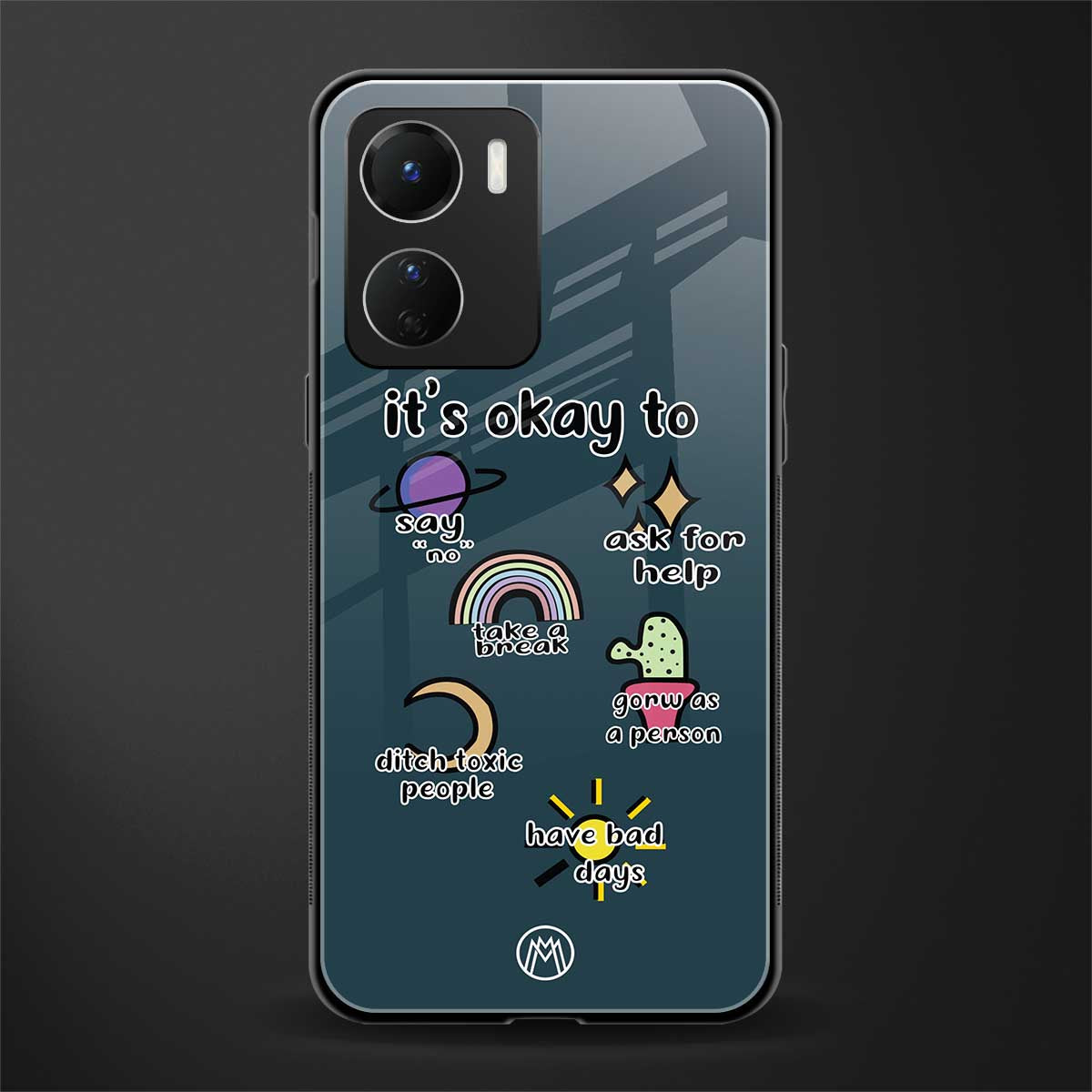 it's okay back phone cover | glass case for vivo y16