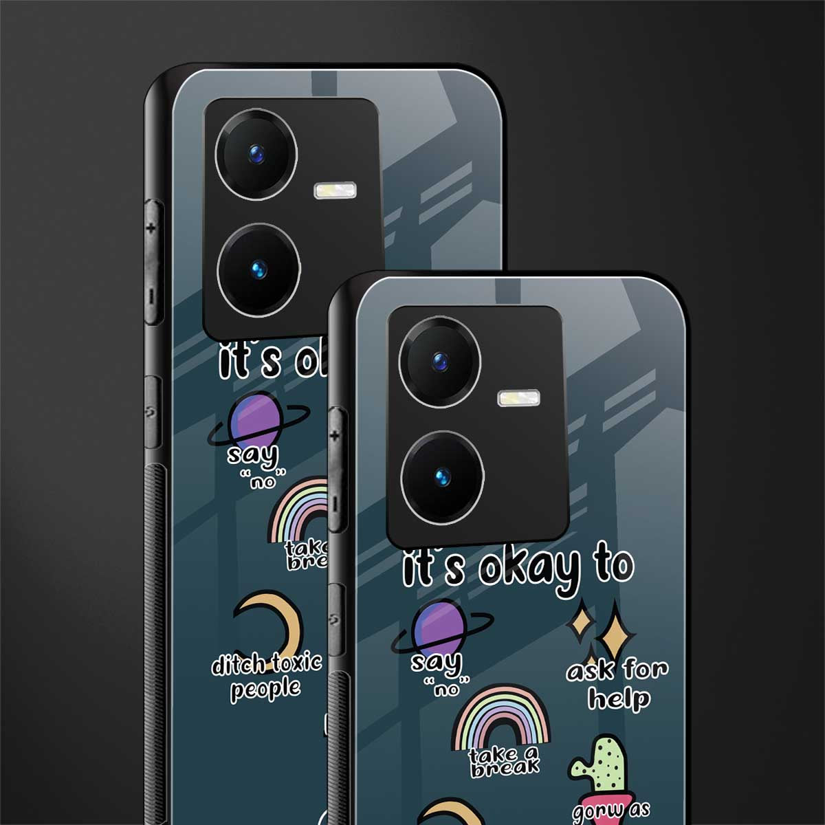 it's okay back phone cover | glass case for vivo y22