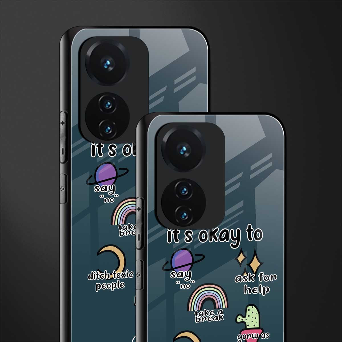 it's okay back phone cover | glass case for vivo t1 44w 4g