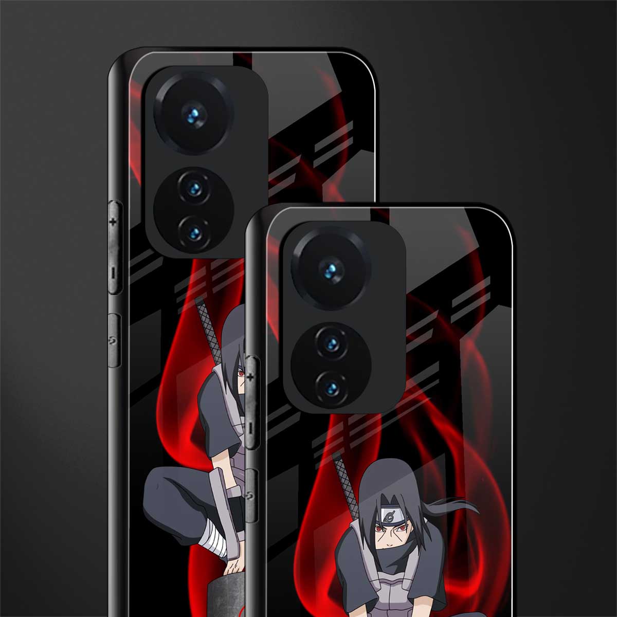 itachi uchiha back phone cover | glass case for vivo t1 44w 4g