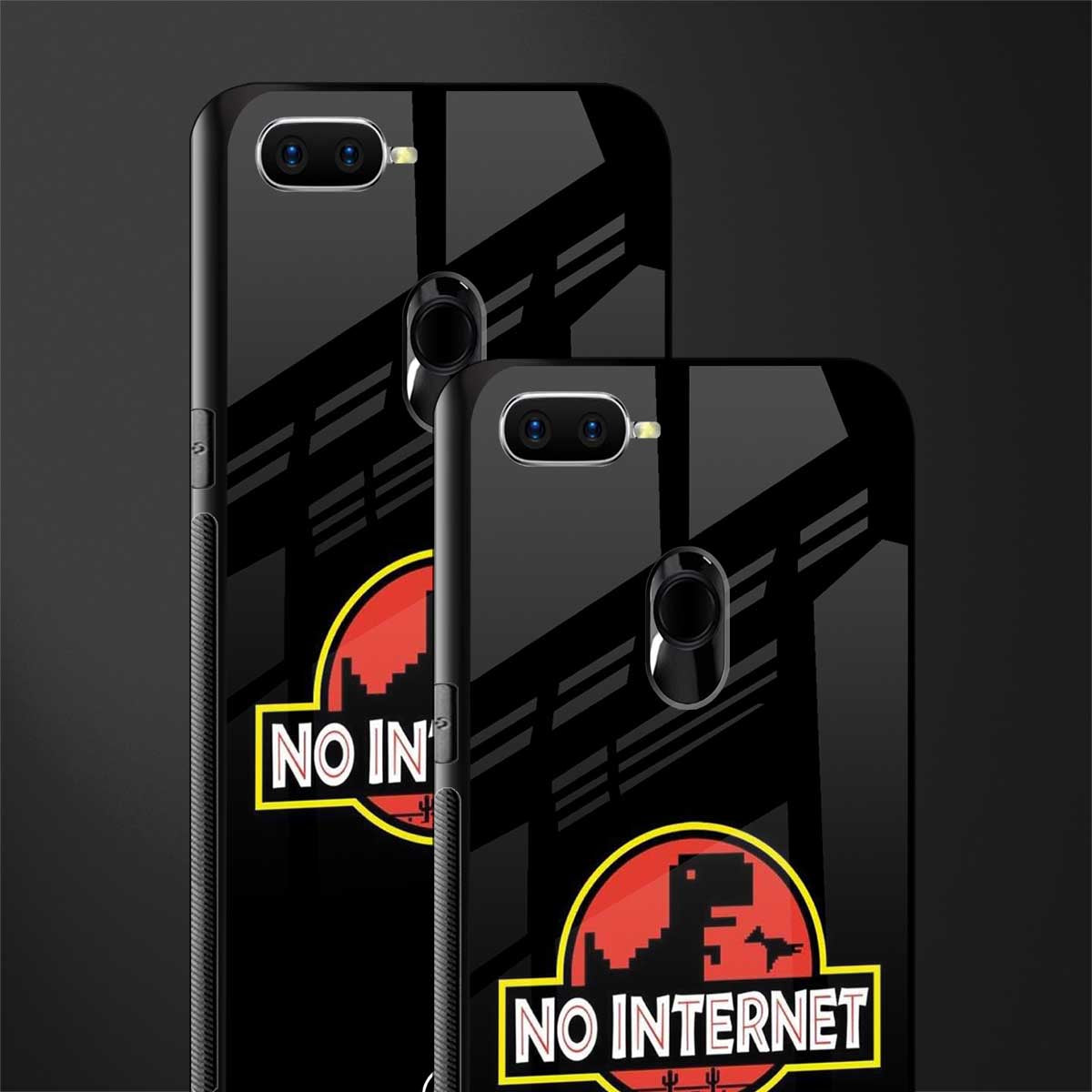jurassic park no internet glass case for oppo a7 image-2