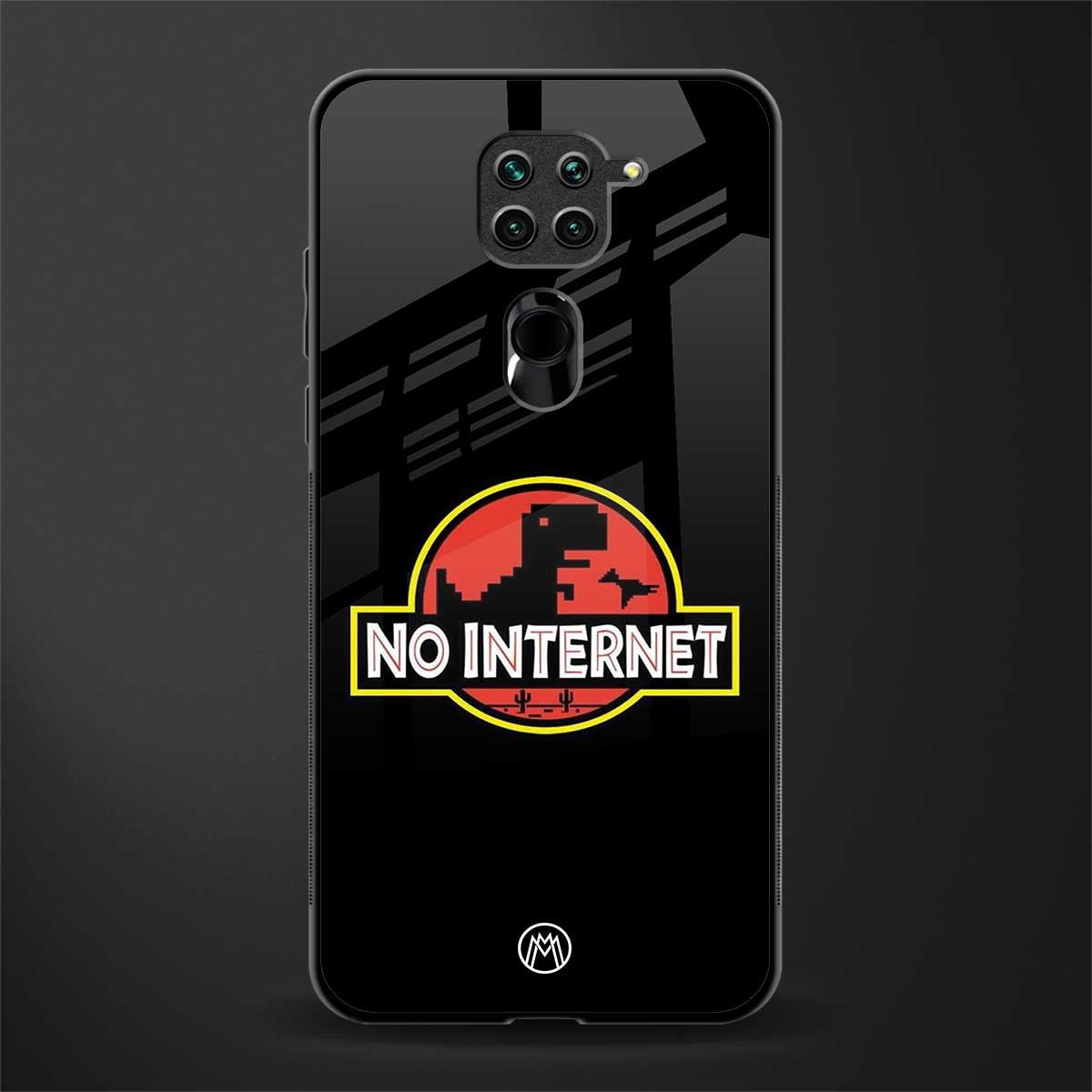 jurassic park no internet glass case for redmi note 9 image