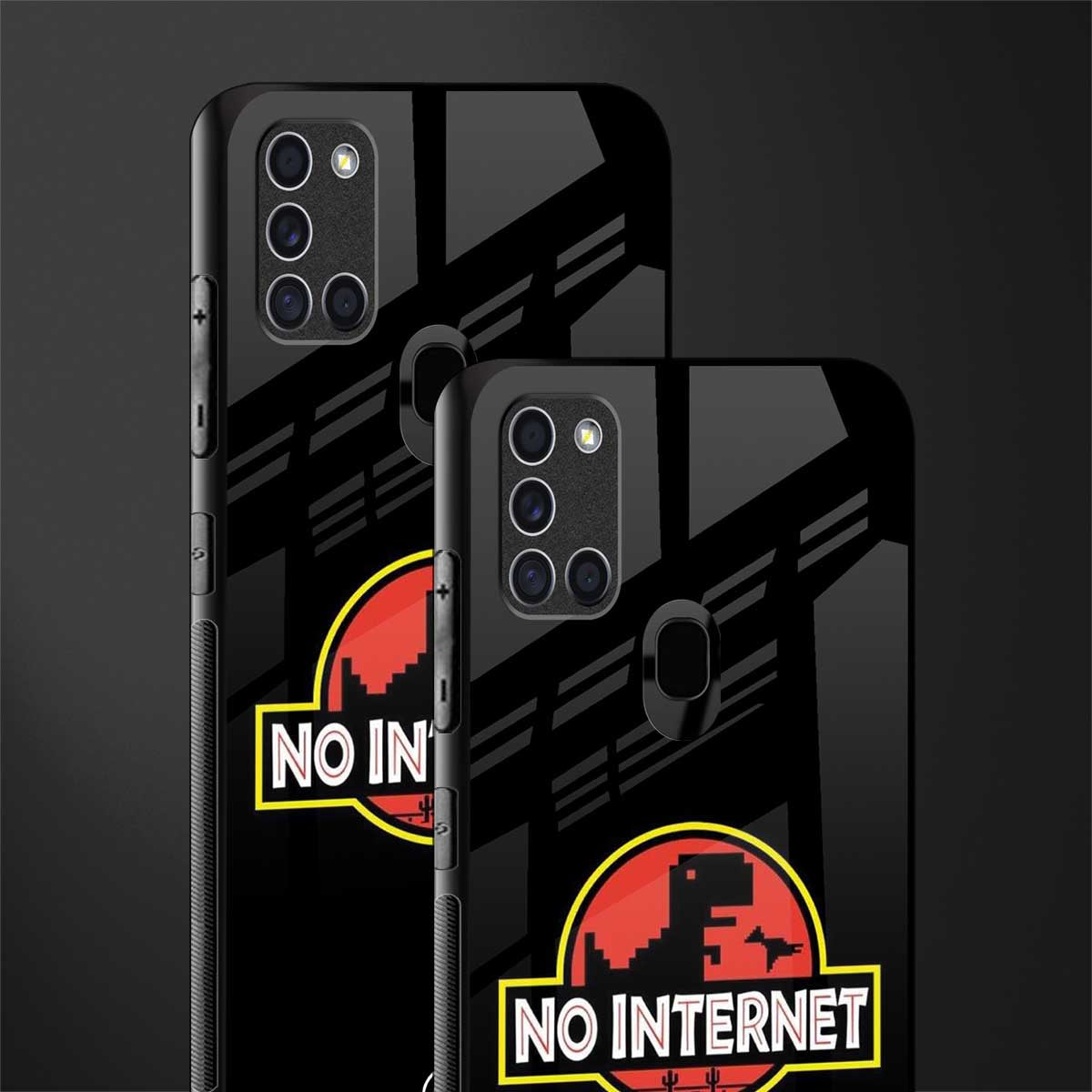 jurassic park no internet glass case for samsung galaxy a21s image-2