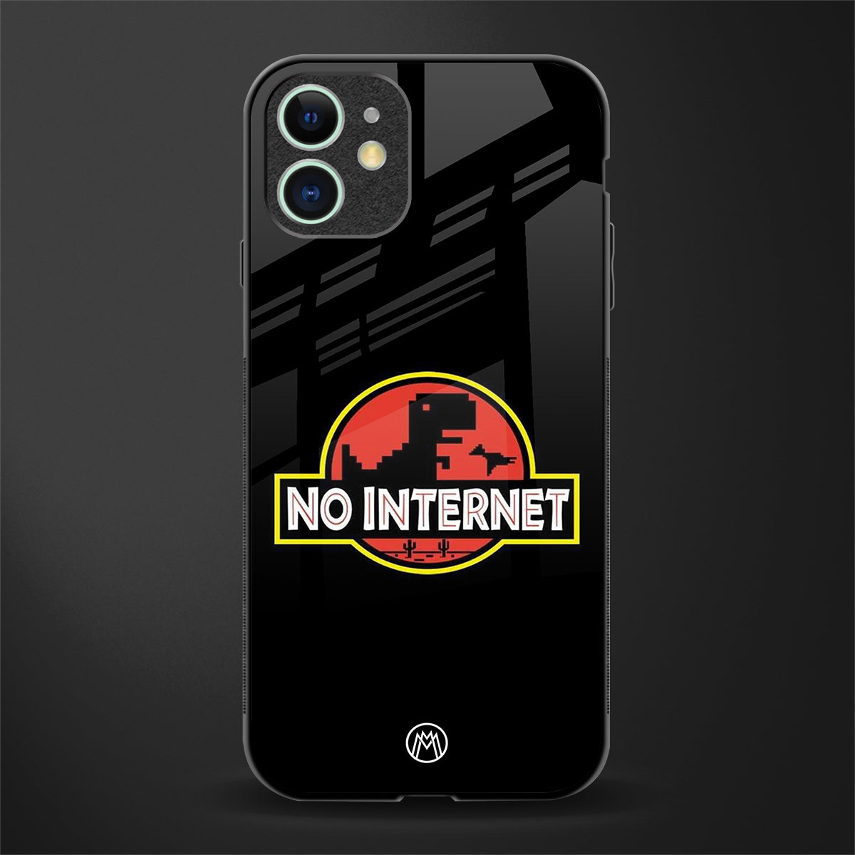 jurassic park no internet glass case for iphone 11 image