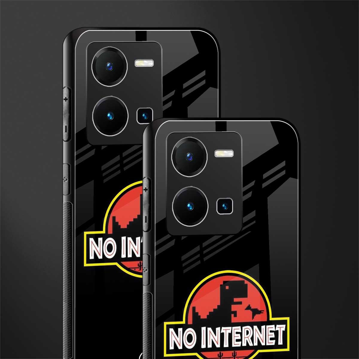 jurassic park no internet back phone cover | glass case for vivo y35 4g