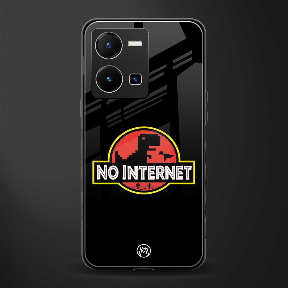 jurassic park no internet back phone cover | glass case for vivo y35 4g