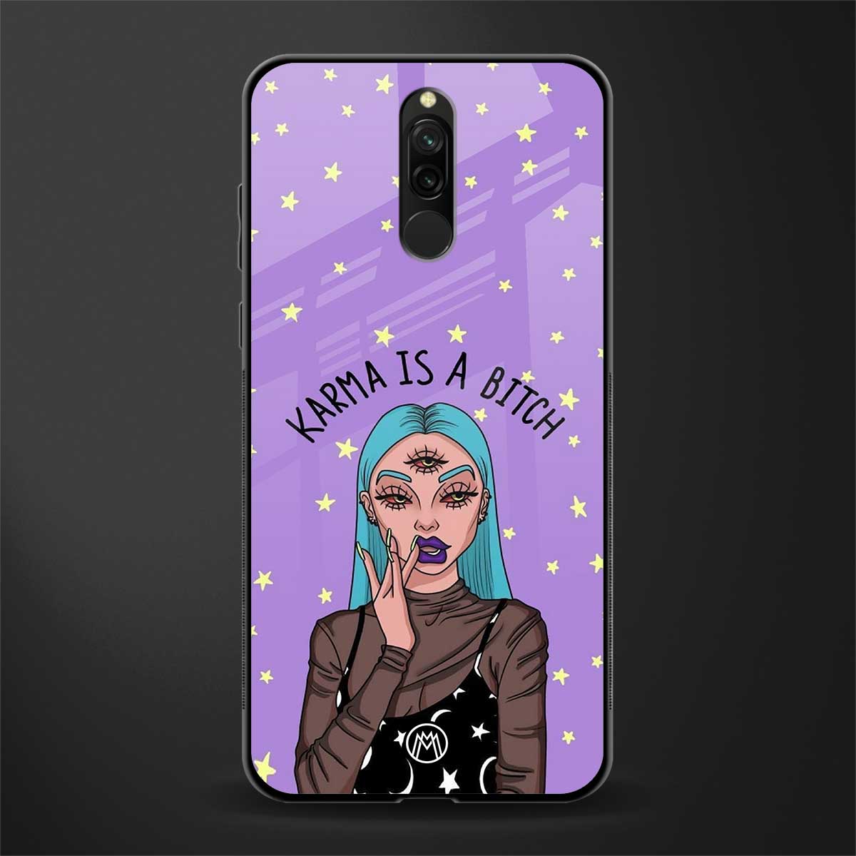 karma is a bitch glass case for redmi 8 image