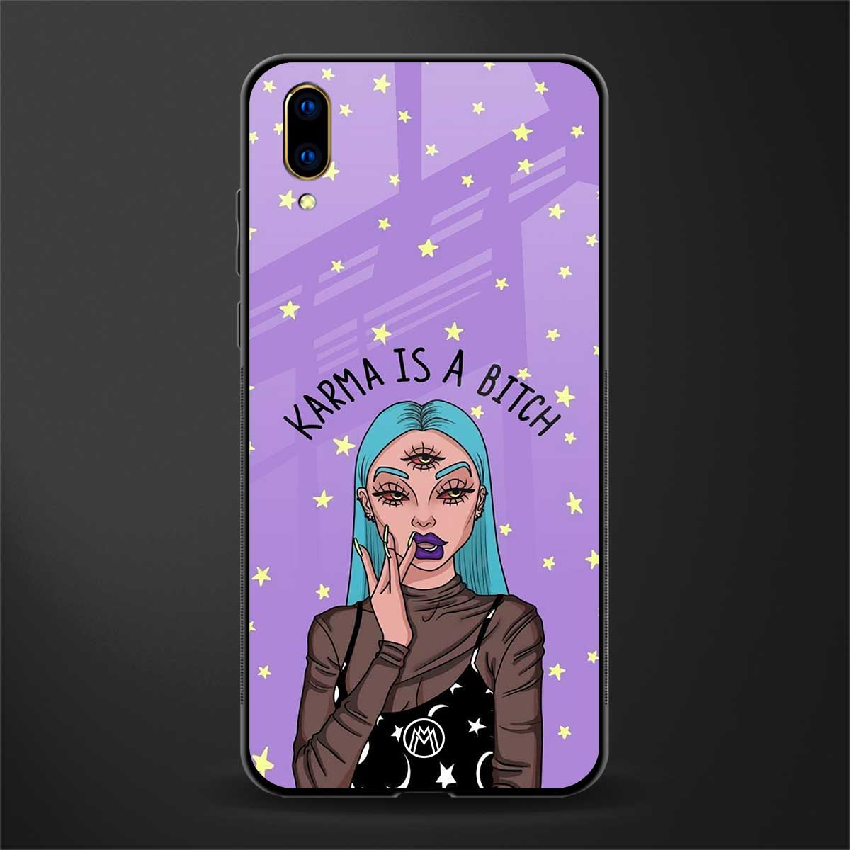 karma is a bitch glass case for vivo v11 pro image
