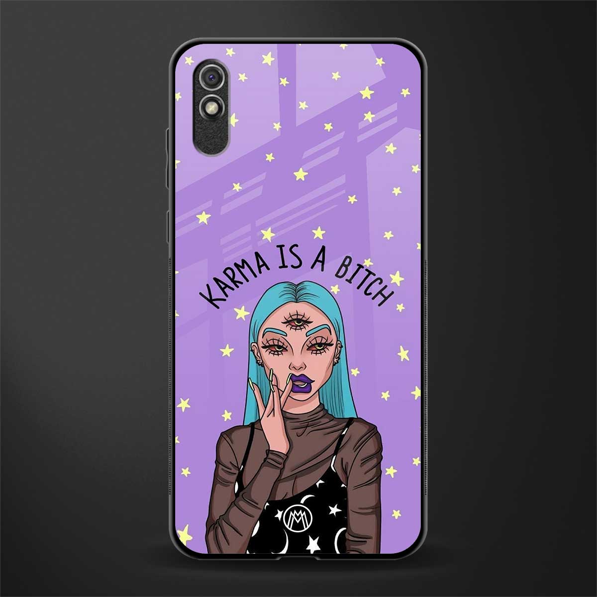 karma is a bitch glass case for redmi 9i image