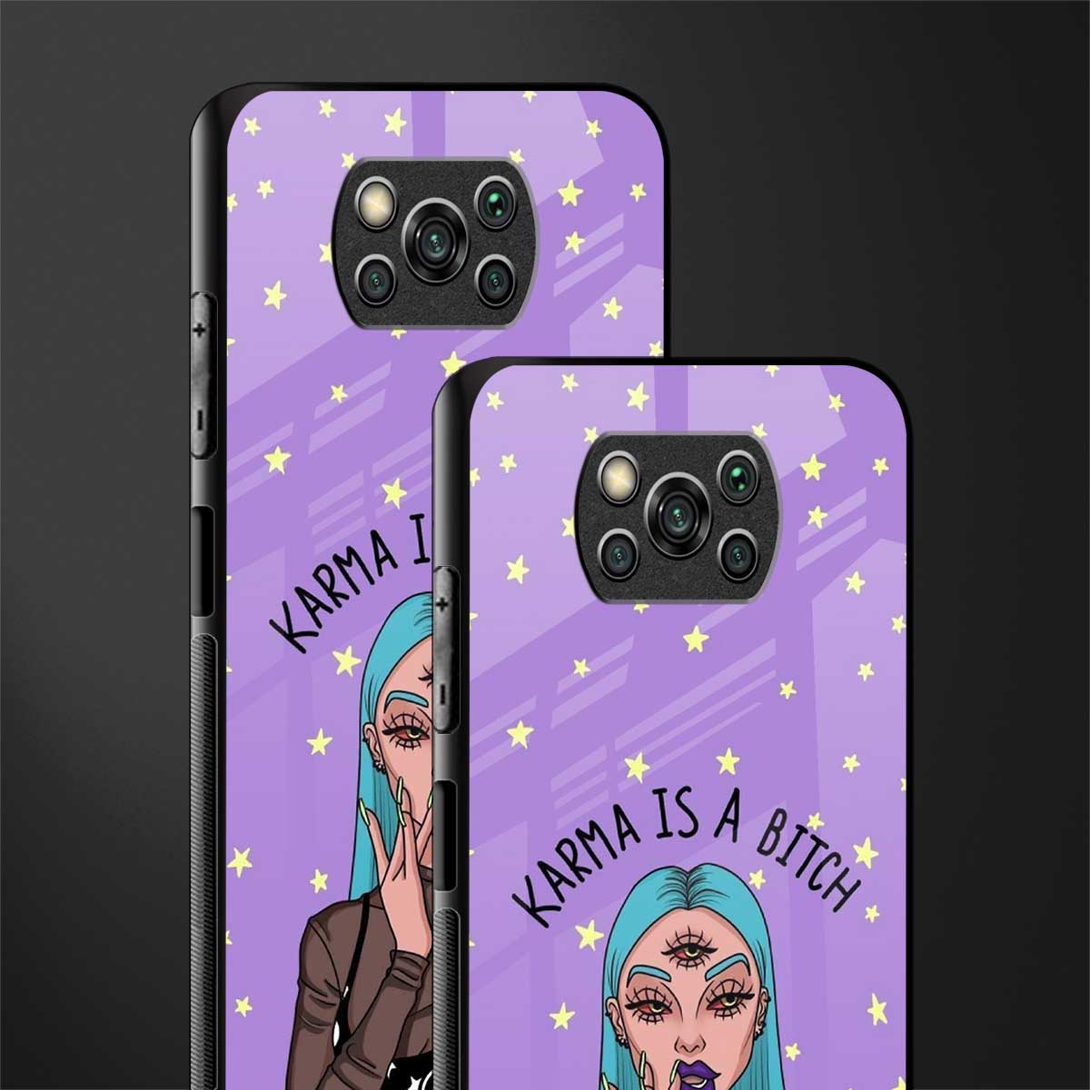 karma is a bitch glass case for poco x3 image-2