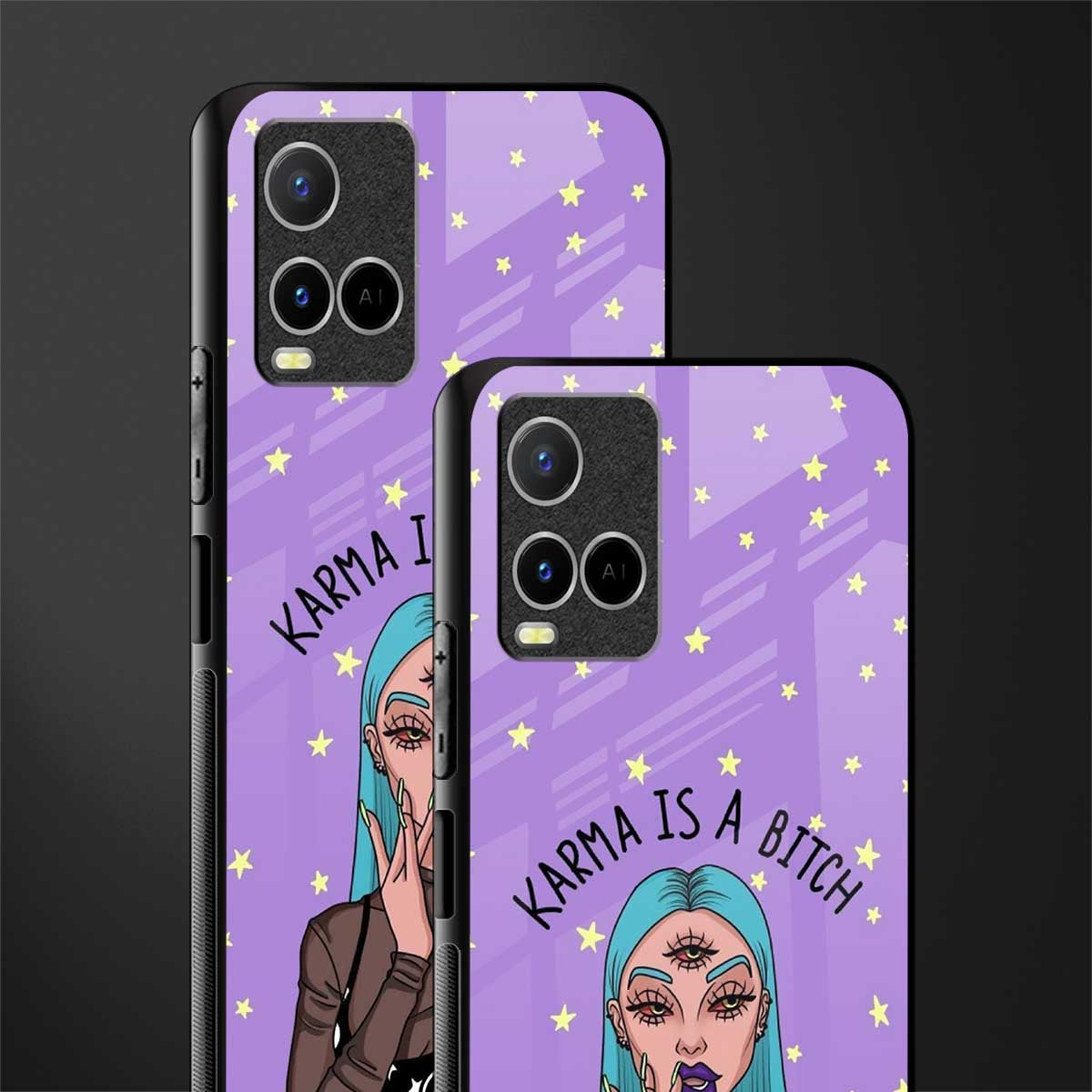 karma is a bitch glass case for vivo y21e image-2