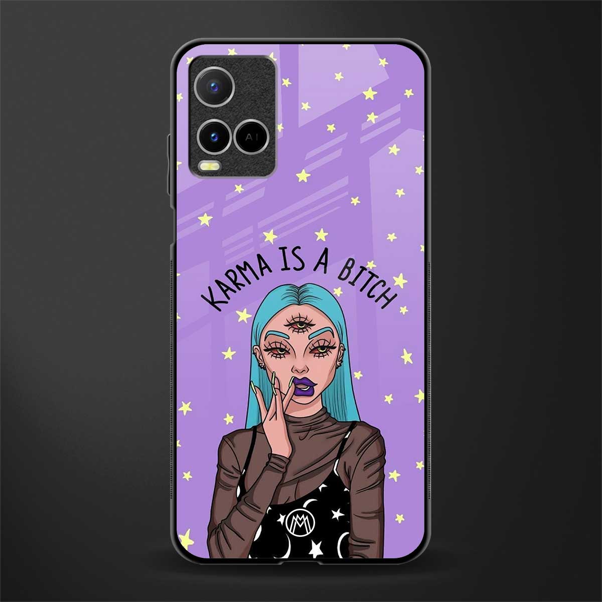 karma is a bitch glass case for vivo y21e image