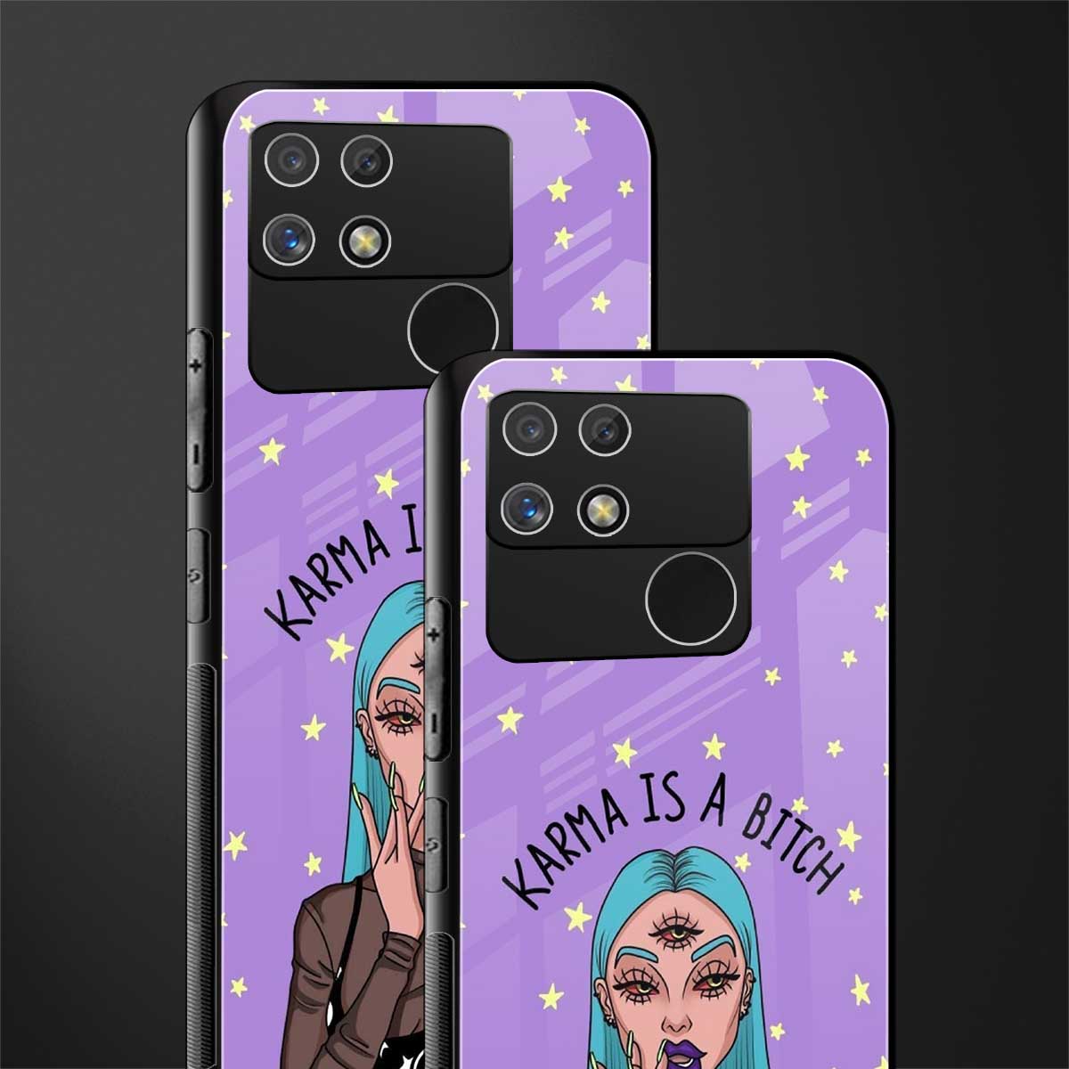 karma is a bitch back phone cover | glass case for realme narzo 50a