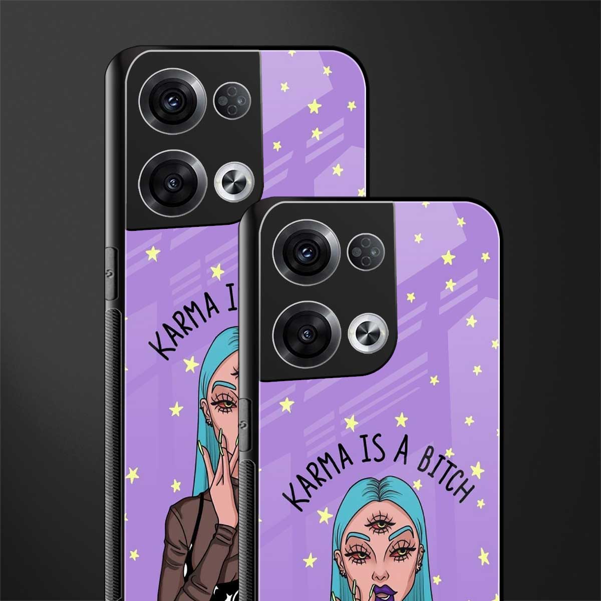karma is a bitch back phone cover | glass case for oppo reno 8