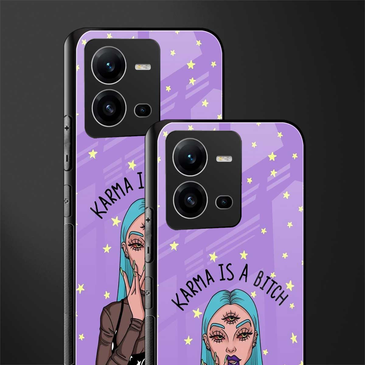 karma is a bitch back phone cover | glass case for vivo v25-5g