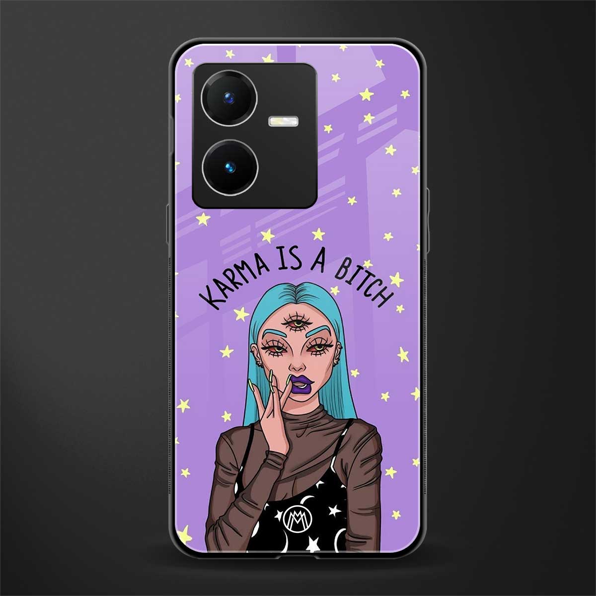 karma is a bitch back phone cover | glass case for vivo y22