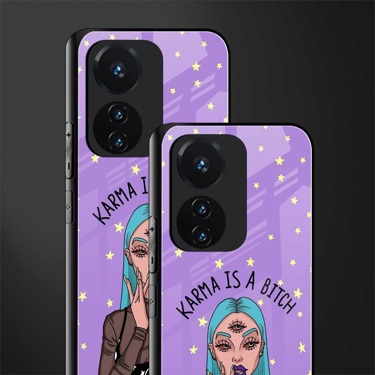 karma is a bitch back phone cover | glass case for vivo t1 44w 4g