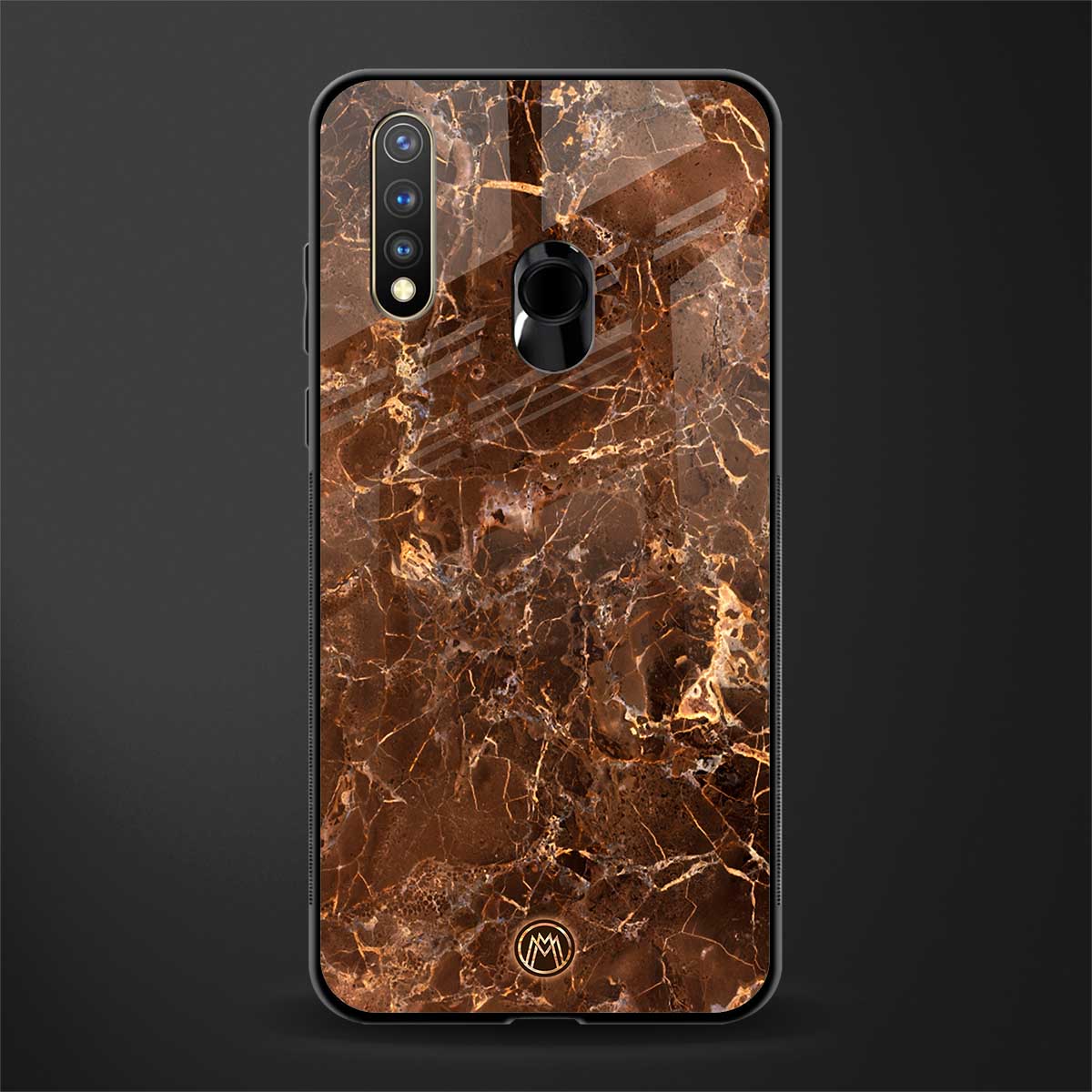 lavish brown marble glass case for vivo u20 image