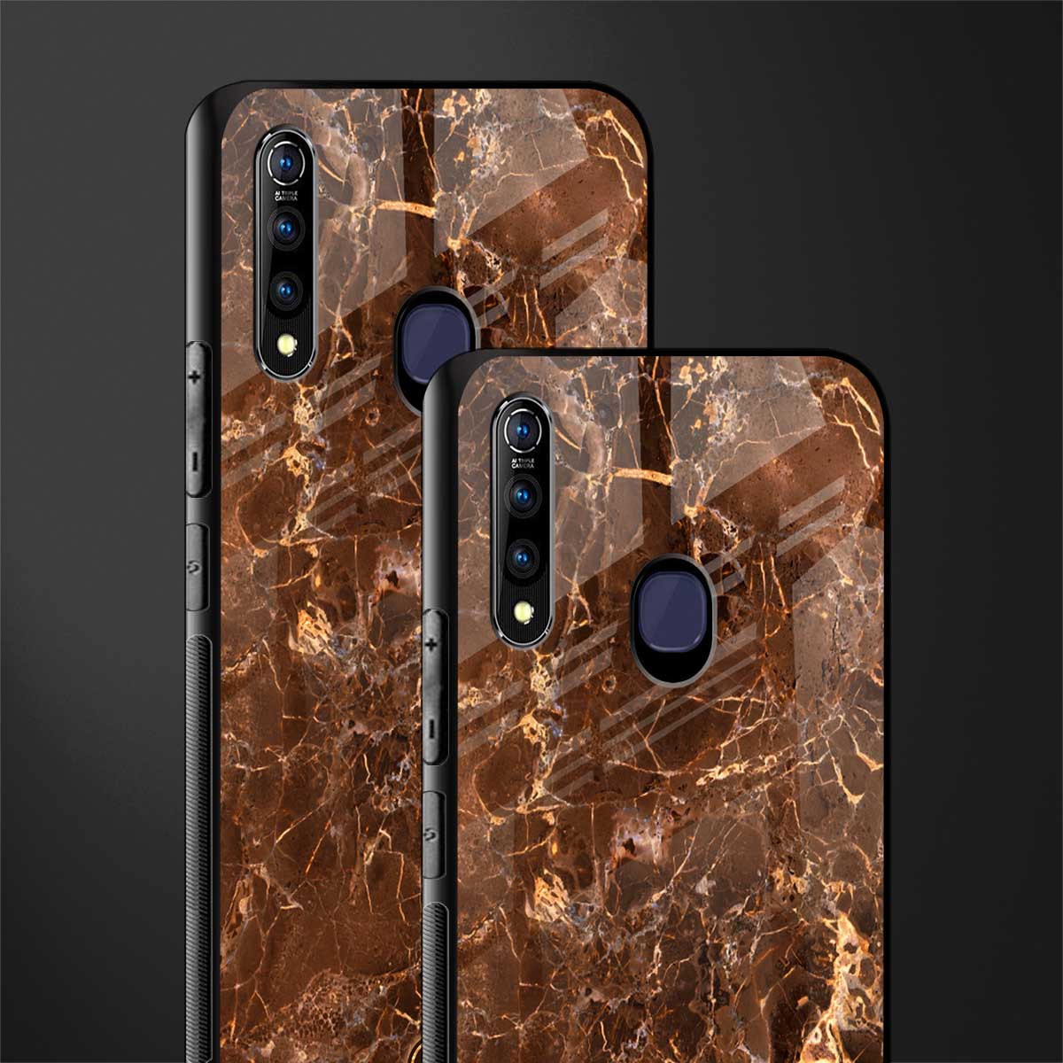 lavish brown marble glass case for vivo z1 pro image-2