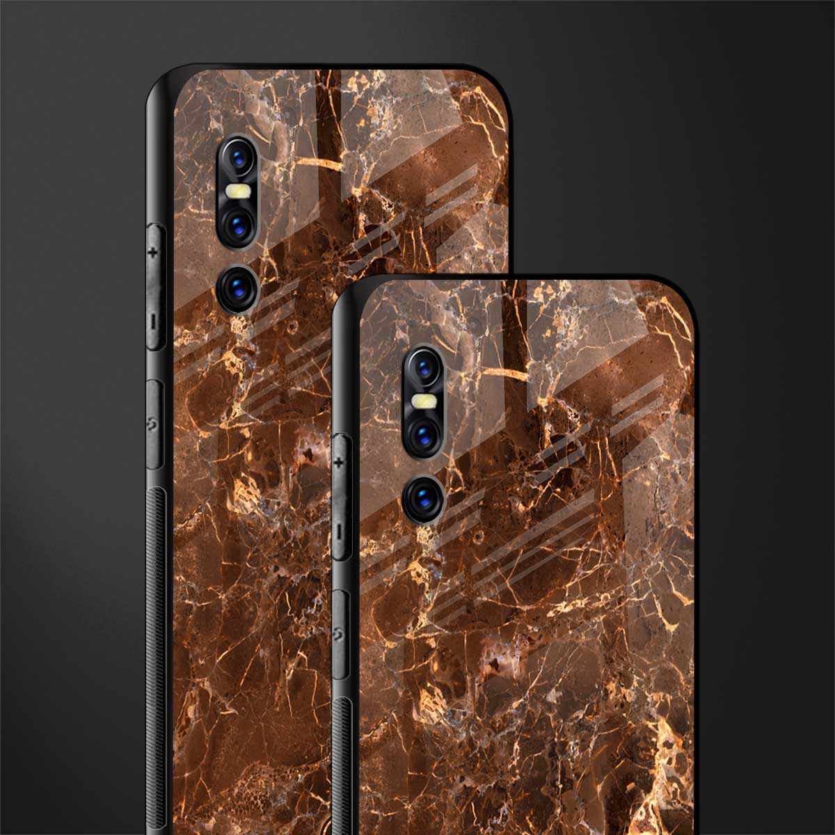 lavish brown marble glass case for vivo v15 pro image-2