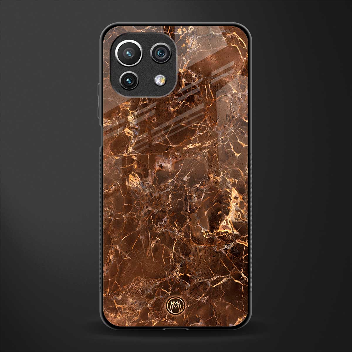 lavish brown marble glass case for mi 11 lite image