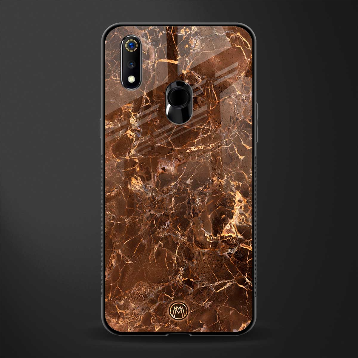 lavish brown marble glass case for realme 3 pro image