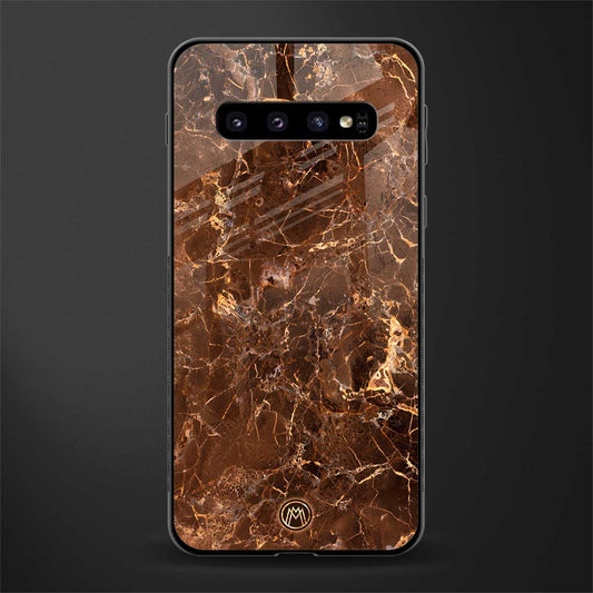 lavish brown marble glass case for samsung galaxy s10 plus image