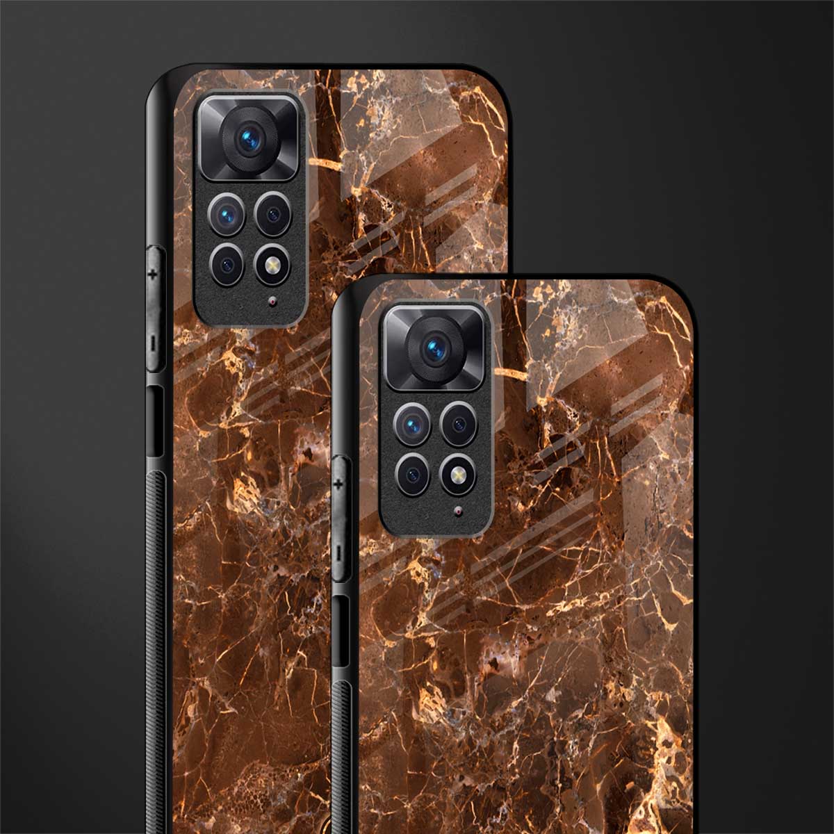 lavish brown marble glass case for redmi note 11 image-2