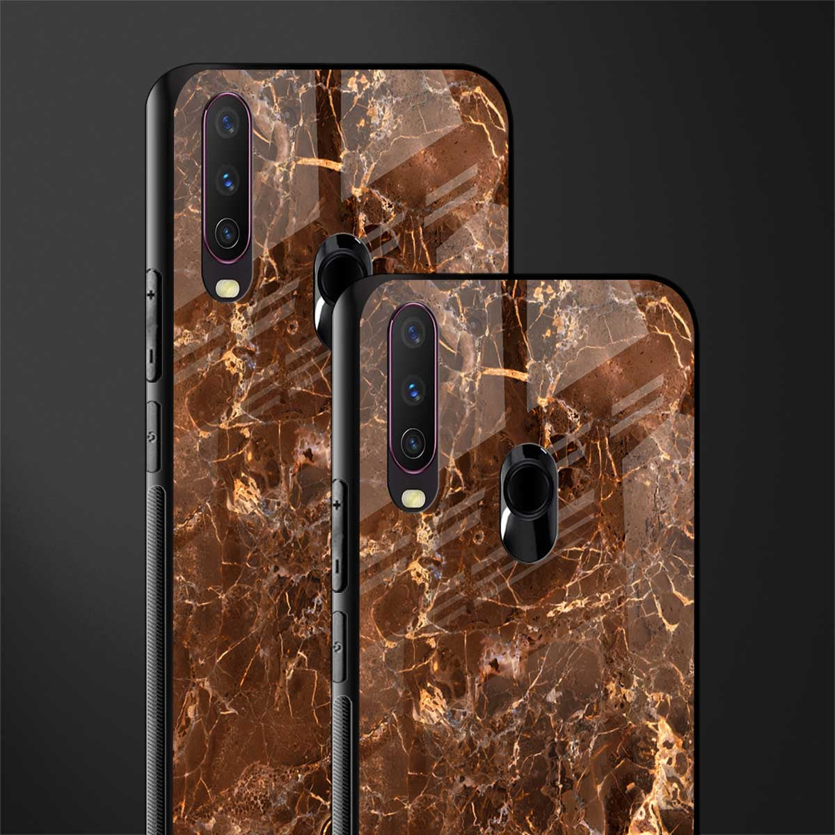 lavish brown marble glass case for vivo y17 image-2
