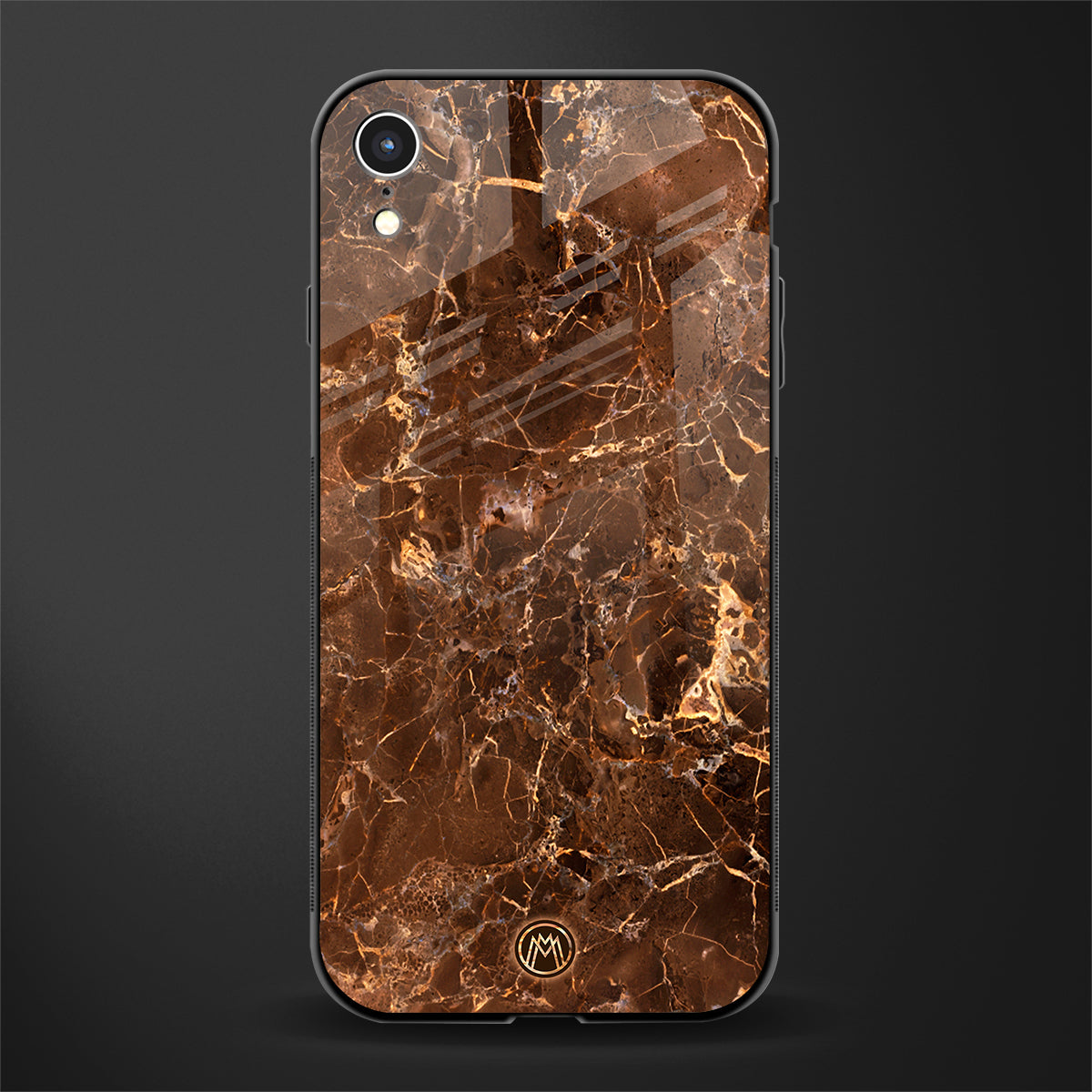 lavish brown marble glass case for iphone xr image