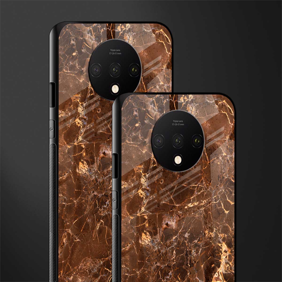 lavish brown marble glass case for oneplus 7t image-2