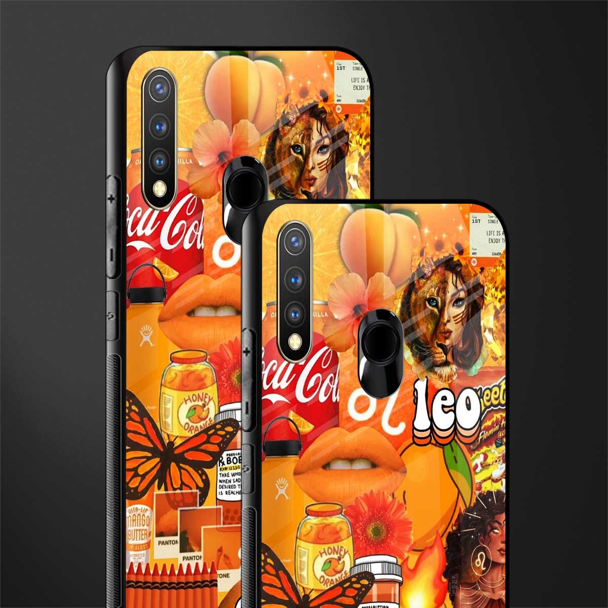 leo aesthetic collage glass case for vivo u20 image-2