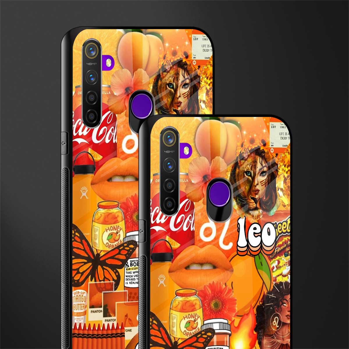 leo aesthetic collage glass case for realme 5s image-2