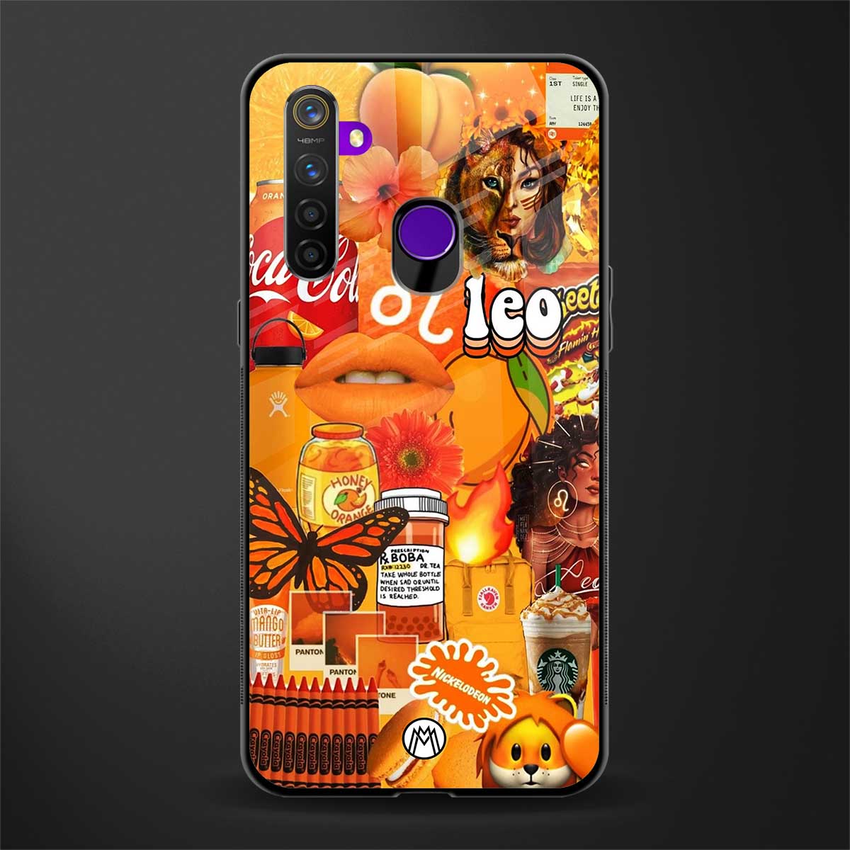 leo aesthetic collage glass case for realme 5s image