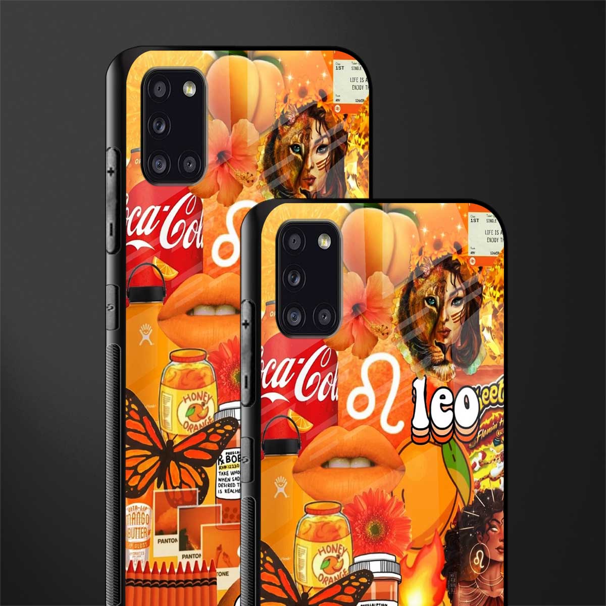 leo aesthetic collage glass case for samsung galaxy a31 image-2