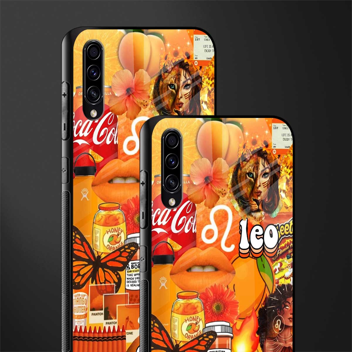leo aesthetic collage glass case for samsung galaxy a70 image-2