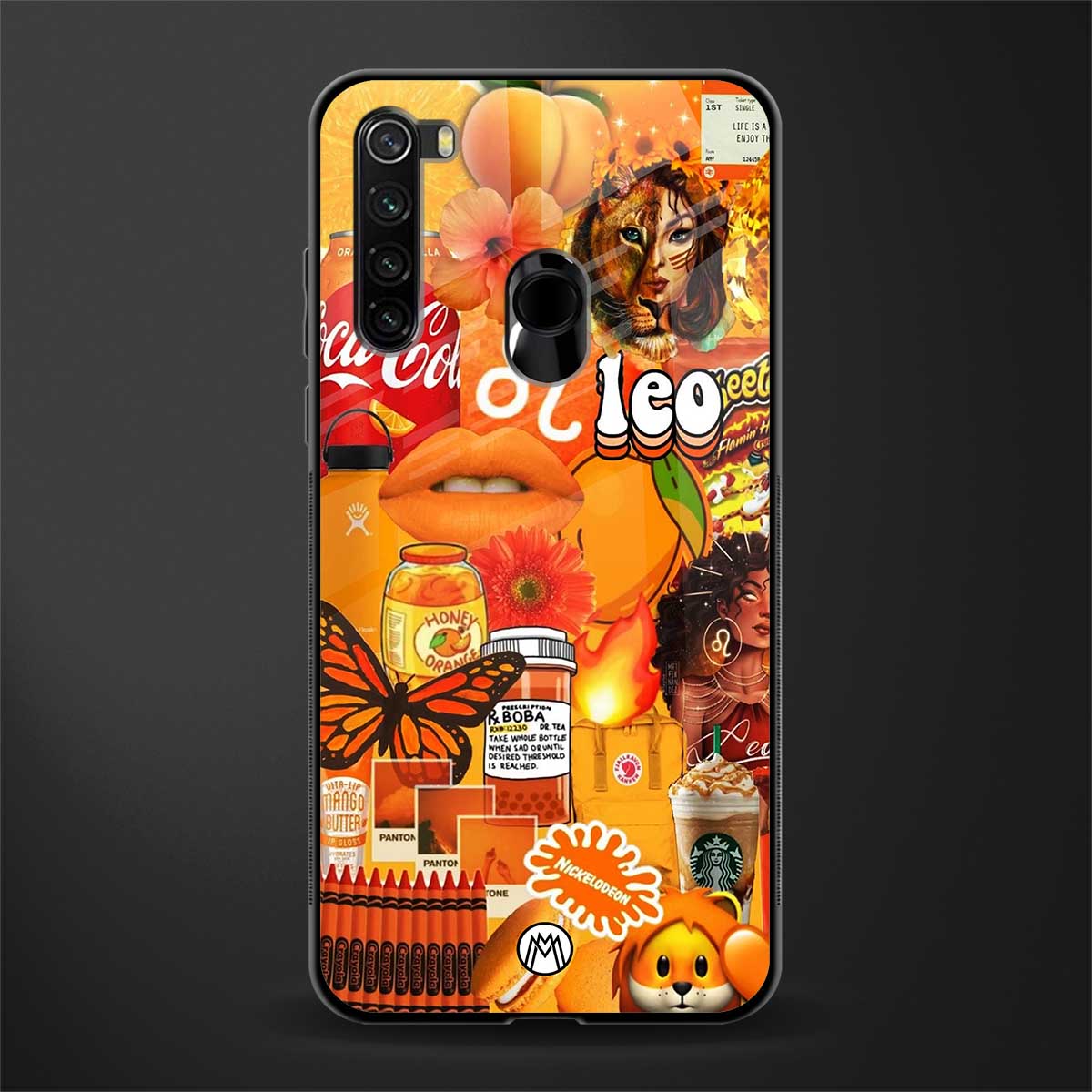 leo aesthetic collage glass case for redmi note 8 image