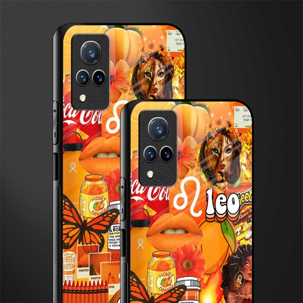 leo aesthetic collage glass case for vivo v21 5g image-2