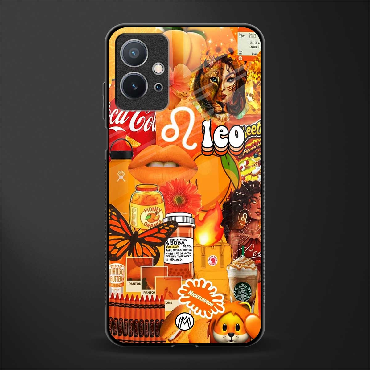 leo aesthetic collage glass case for vivo y75 5g image