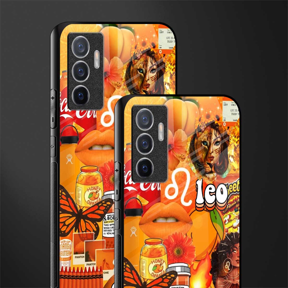 leo aesthetic collage glass case for vivo v23e image-2