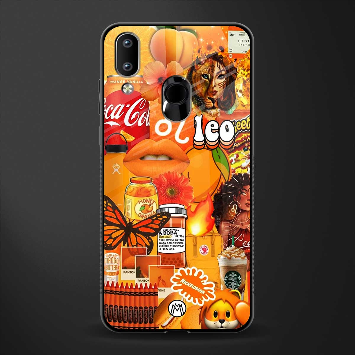 leo aesthetic collage glass case for vivo y91 image