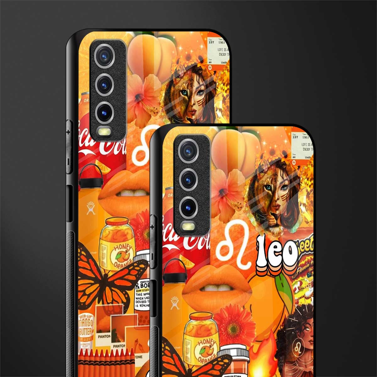 leo aesthetic collage glass case for vivo y20 image-2