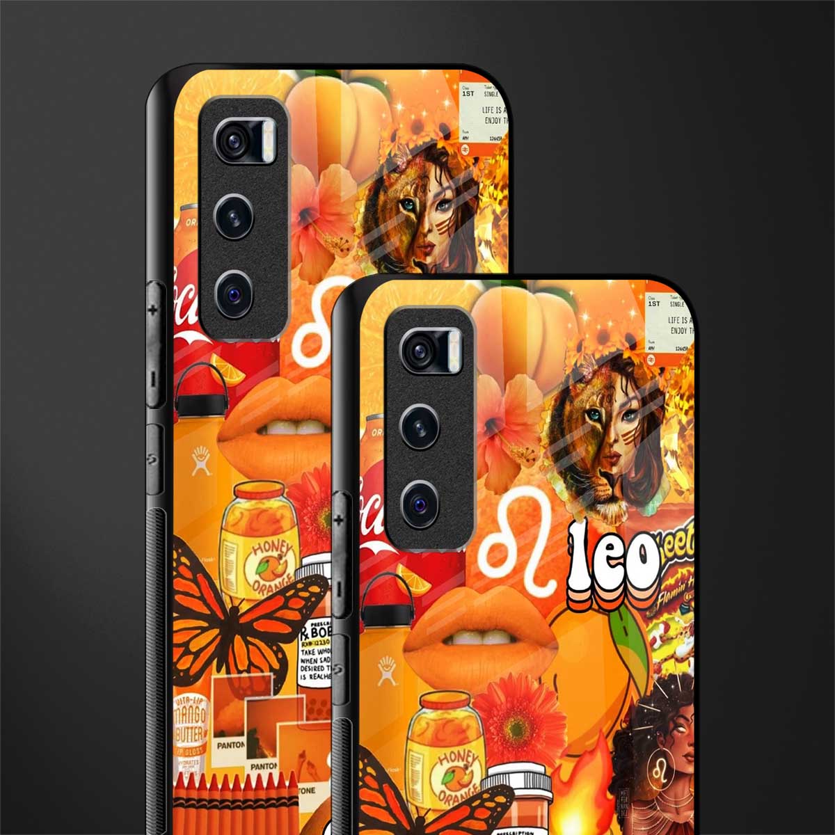 leo aesthetic collage glass case for vivo v20 se image-2